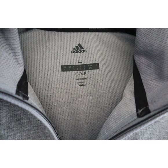 adidas ADK4427S21 Men's Sz L Heather Gray 1/4 Zip Long Sleeve Knit Pullover Top - Picture 6 of 13